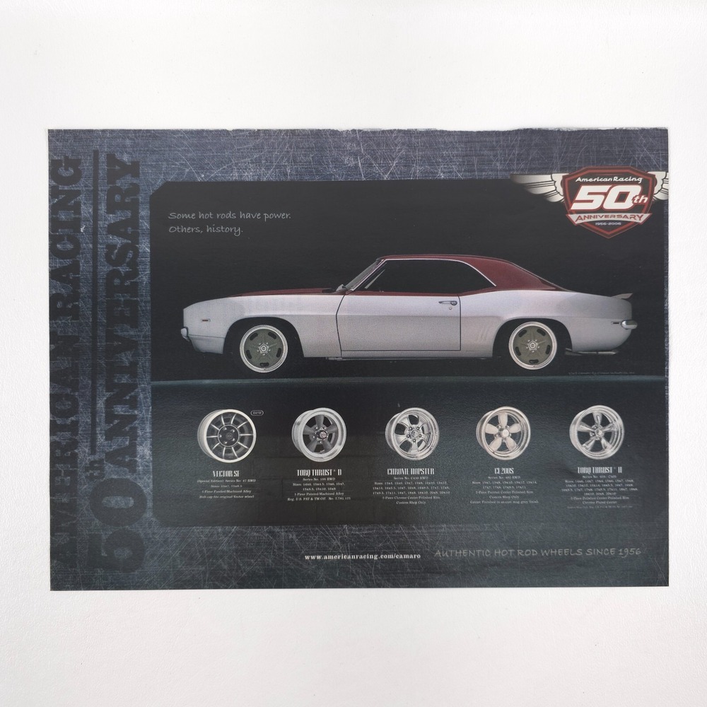 1969 Chevy Camaro Advertising Print Ad Garage Wall Art American Racing Wheels